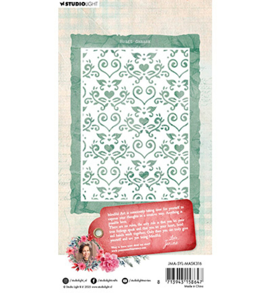 Studio Light Sending You Love Masking Stencil Heart Damask (JMA-SYL-MASK316)