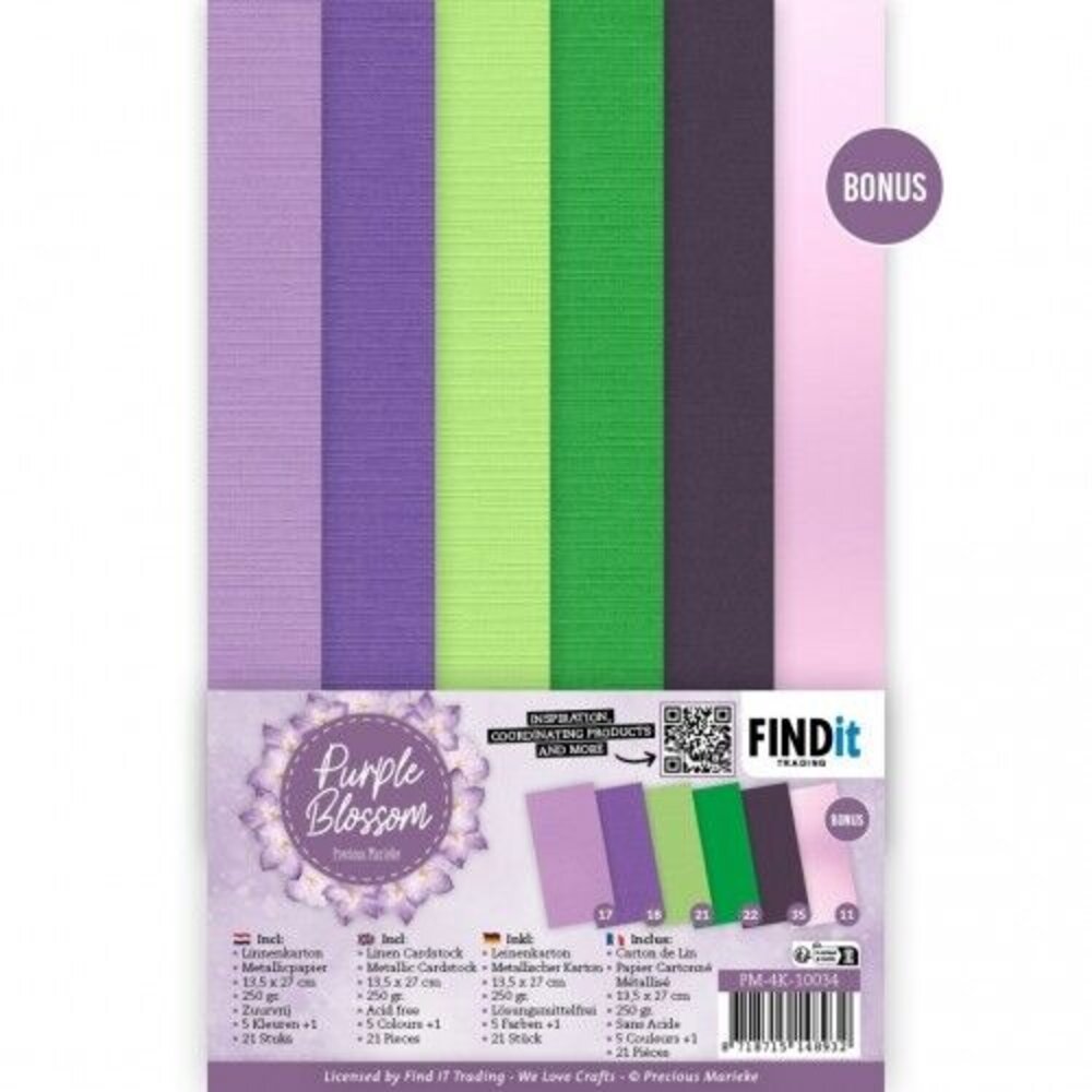 Precious Marieke Purple Blossom 4K Linen Cardstock Pack (PM-4K-10034) Precious Marieke Purple Blossom 4K Linen Cardstock Pack (PM-4K-10034)