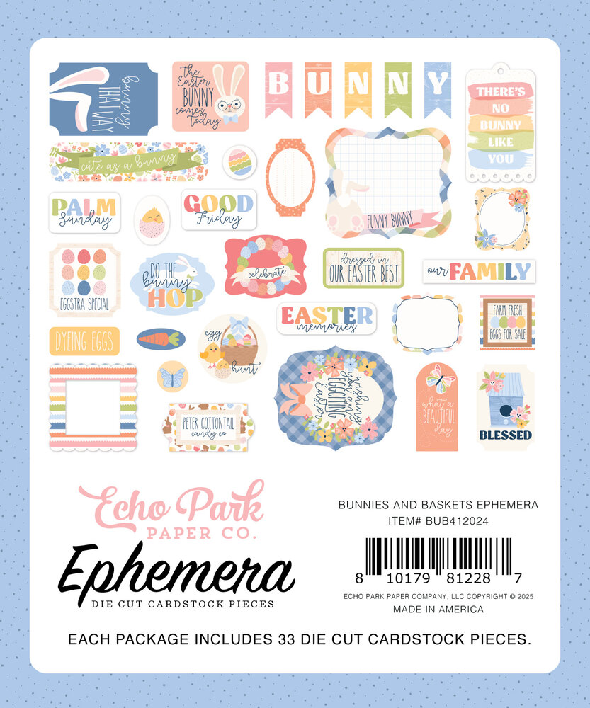 Echo Park Bunnies And Baskets Ephemera (BUB412024) Echo Park Bunnies And Baskets Ephemera (BUB412024)