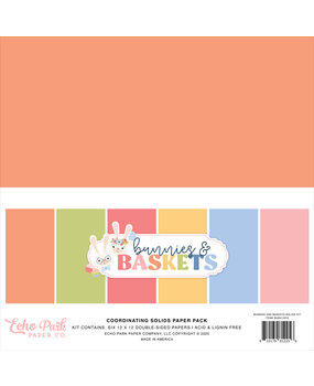 Echo Park Bunnies And Baskets 12x12 Inch Coordinating Solids Paper Pad (BUB412015)
