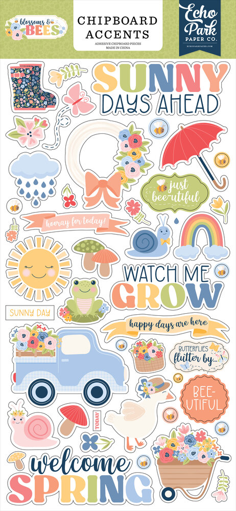 Echo Park Blossoms And Bees 6x13 Inch Chipboard Accents (BLB413021) Echo Park Blossoms And Bees 6x13 Inch Chipboard Accents (BLB413021)