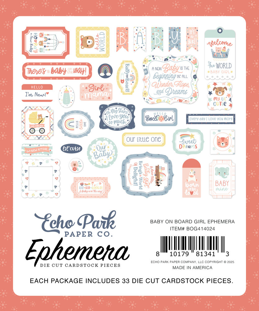 Echo Park Baby On Board It's a Girl! Ephemera (BOG414024) Echo Park Baby On Board It's a Girl! Ephemera (BOG414024)