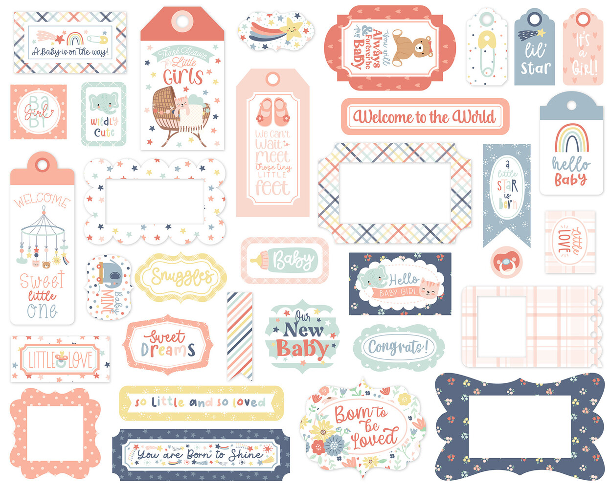 Echo Park Baby On Board It's a Girl! Ephemera Frames & Tags (BOG414025)