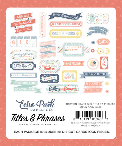 Echo Park Baby On Board It's a Girl! Ephemera Titles & Phrases (BOG414032) Echo Park Baby On Board It's a Girl! Ephemera Titles & Phrases (BOG414032)