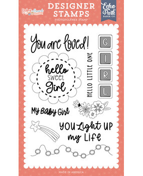 Echo Park Baby On Board It's a Girl! Clear Stamp Hello Little Love (BOG414044)