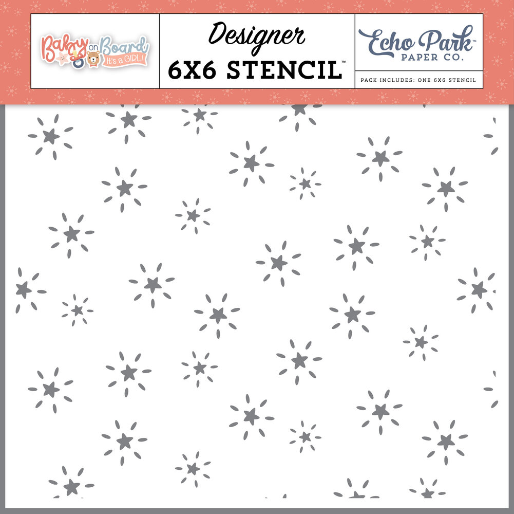 Echo Park Baby On Board It's a Girl! Stencil Star Bursting With Joy (BOG414033) Echo Park Baby On Board It's a Girl! Stencil Star Bursting With Joy (BOG414033)