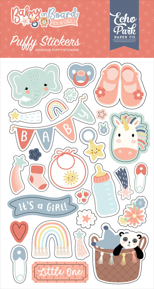 Echo Park Baby On Board It's a Girl! Puffy Stickers (BOG414066)