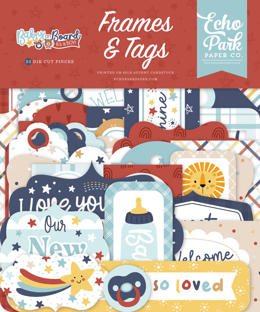 Echo Park Baby On Board It's a Boy! Ephemera Frames & Tags (BOB415025)