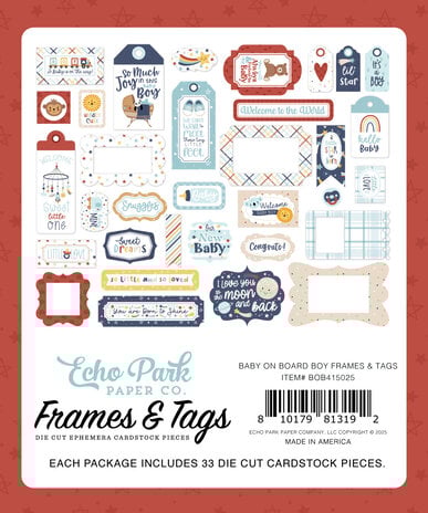 Echo Park Baby On Board It's a Boy! Ephemera Frames & Tags (BOB415025)