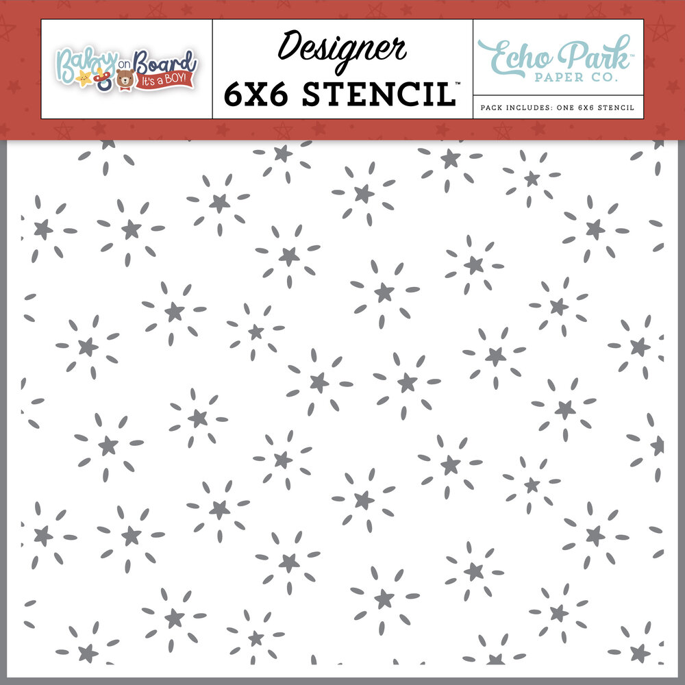 Echo Park Baby On Board It's a Boy! Stencil Born To Shine Stars (BOB415034)