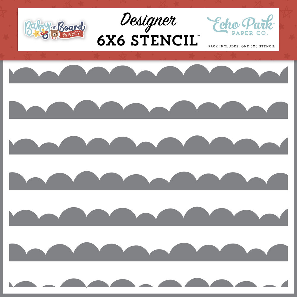 Echo Park Baby On Board It's a Boy! Stencil Cloudy Scallops (BOB415035) Echo Park Baby On Board It's a Boy! Stencil Cloudy Scallops (BOB415035)