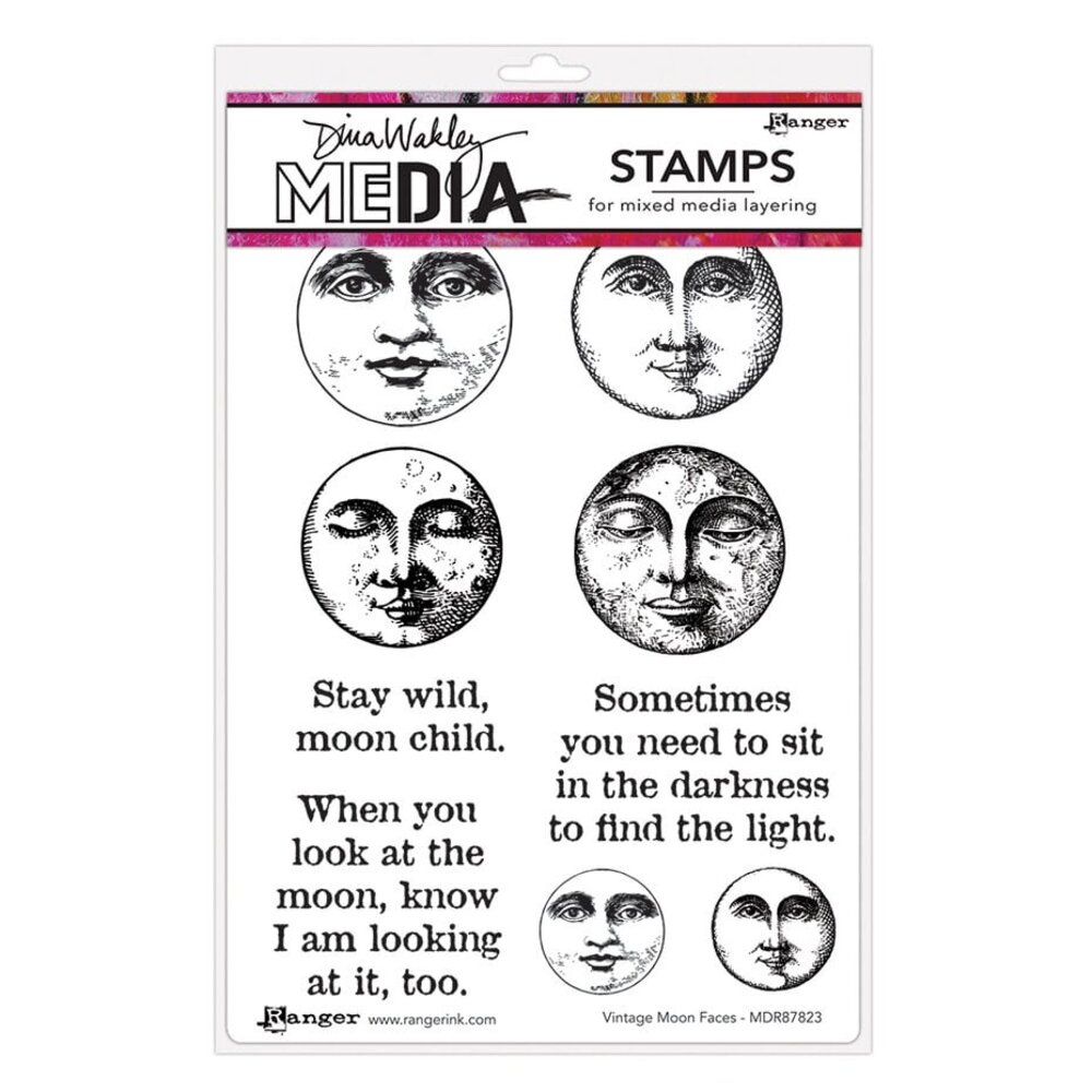 Dina Wakley MEdia Vintage Moon Faces Cling Stamps (MDR87823)