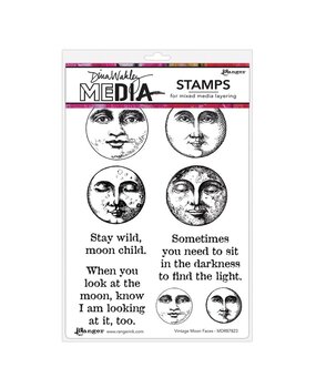 Dina Wakley MEdia Vintage Moon Faces Cling Stamps (MDR87823)