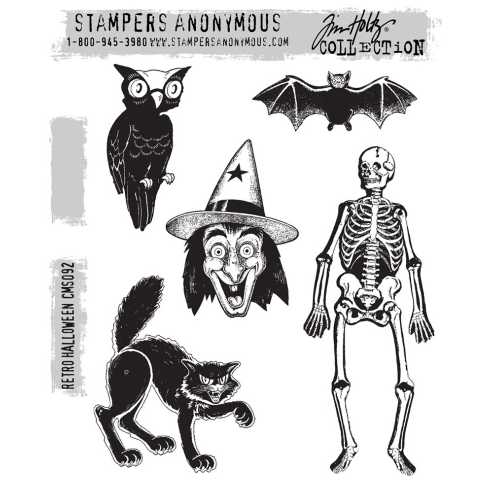 Stampers Anonymous Cling Stamps Retro Halloween (CMS092)