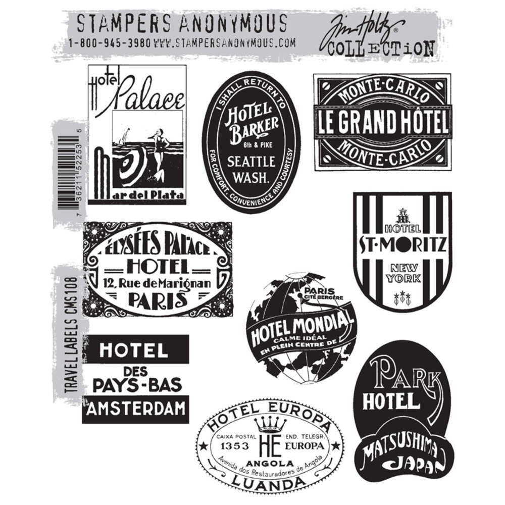 Stampers Anonymous Cling Stamps Travel Labels (CMS108)