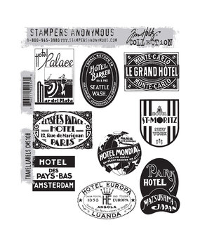 Stampers Anonymous Cling Stamps Travel Labels (CMS108)