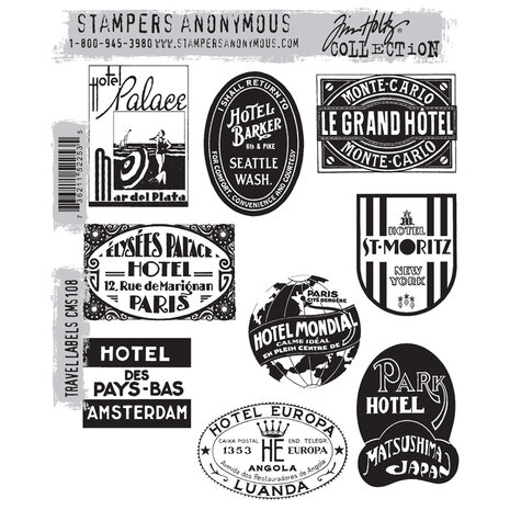 Stampers Anonymous Cling Stamps Travel Labels (CMS108)
