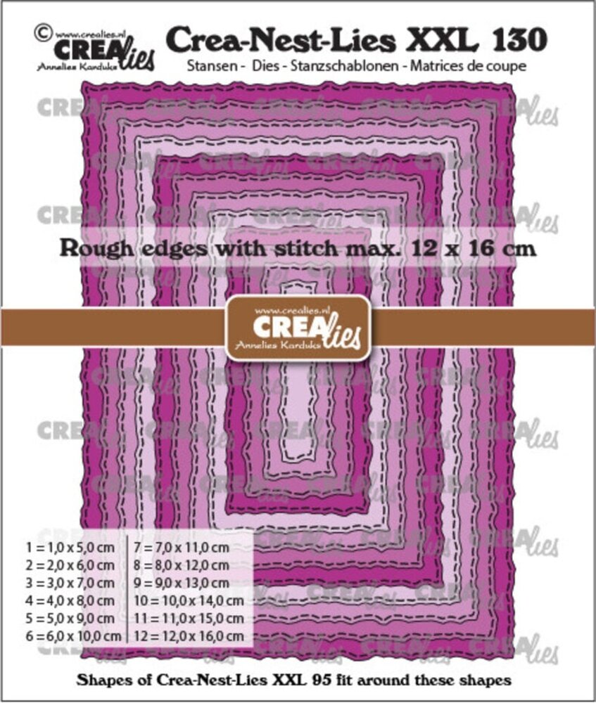 Crealies Nest Dies Rectangles with Rough Edges & Stitchlines (CLNestXXL130) Crealies Nest Dies Rectangles with Rough Edges & Stitchlines (CLNestXXL130)