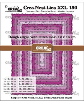 Crealies Nest Dies Rectangles with Rough Edges & Stitchlines (CLNestXXL130) Crealies Nest Dies Rectangles with Rough Edges & Stitchlines (CLNestXXL130)
