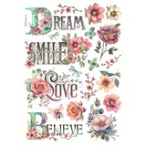 Stamperia Best Sellers Collection A4 Rice Paper Dream, Smile, Love, Believe (DFSA4992)