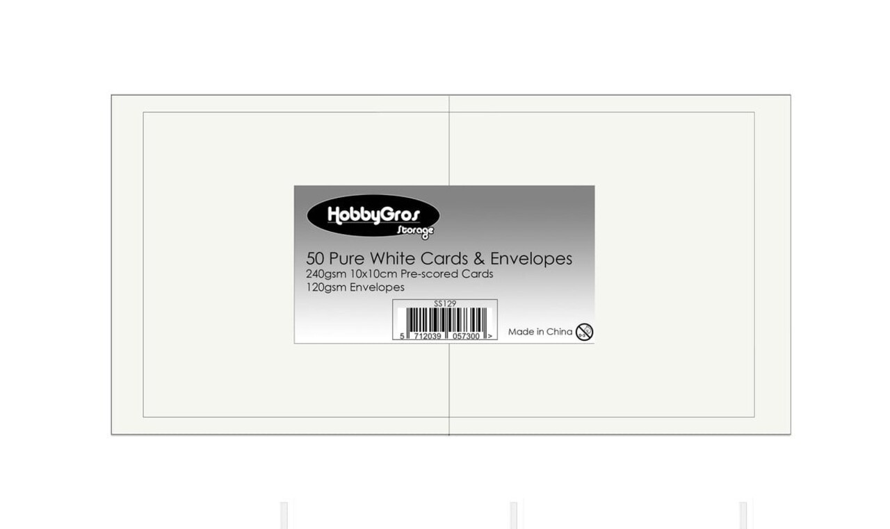 HobbyGross Storage Cards & Envelopes 10x10cm Pure White (SS129) HobbyGross Storage Cards & Envelopes 10x10cm Pure White (SS129)