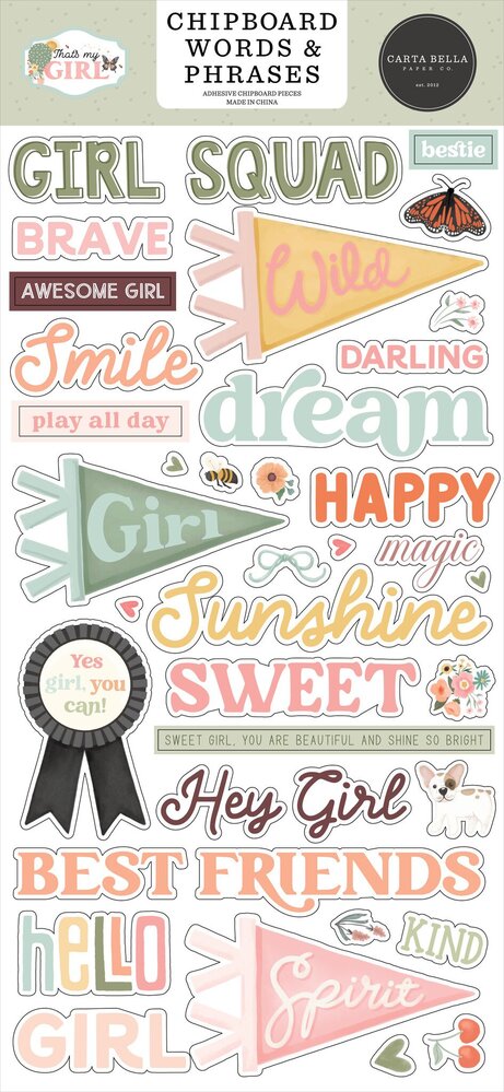 Carta Bella That's My Girl 6x13 Inch Chipboard Words & Phrases (CBG418022) Carta Bella That's My Girl 6x13 Inch Chipboard Words & Phrases (CBG418022)