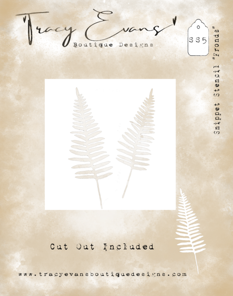 Tracy Evans Fronds 4x4 Inch Snippet Stencil (SS005)