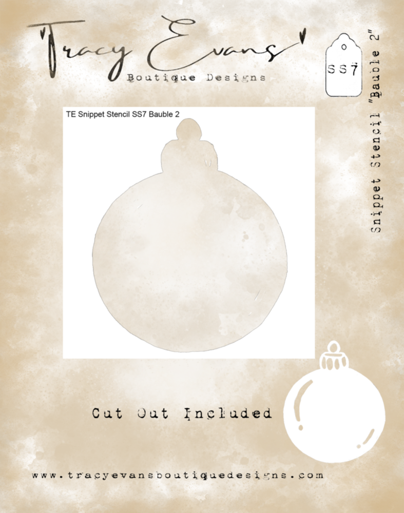 Tracy Evans Bauble 2 4x4 Inch Snippet Stencil (SS007)