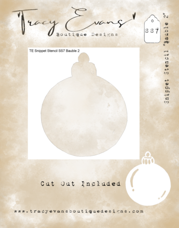 Tracy Evans Bauble 2 4x4 Inch Snippet Stencil (SS007)
