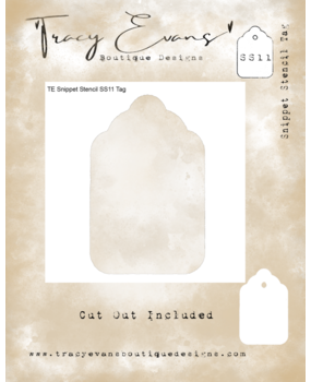 Tracy Evans Tag 4x4 Inch Snippet Stencil (SS011)