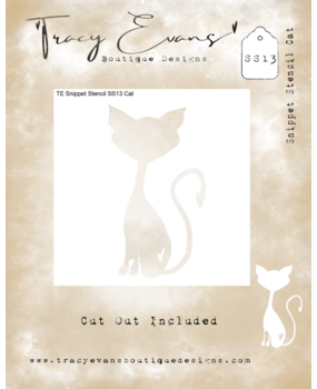 Tracy Evans Cat 4x4 Inch Snippet Stencil (SS013)