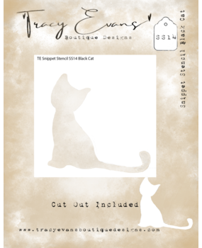 Tracy Evans Black Cat 4x4 Inch Snippet Stencil (SS014) Tracy Evans Black Cat 4x4 Inch Snippet Stencil (SS014)