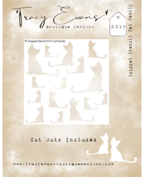 Tracy Evans Cat Family 4x4 Inch Snippet Stencil (SS015) Tracy Evans Cat Family 4x4 Inch Snippet Stencil (SS015)