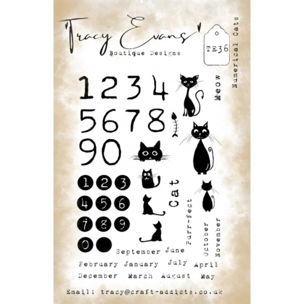 Tracy Evans Numerical Cats A5 Clear Stamp (TE036) Tracy Evans Numerical Cats A5 Clear Stamp (TE036)