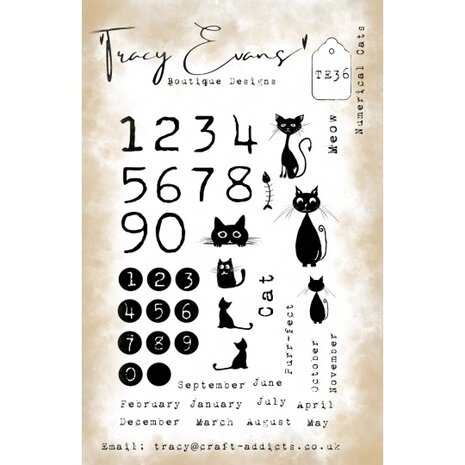 Tracy Evans Numerical Cats A5 Clear Stamp (TE036) Tracy Evans Numerical Cats A5 Clear Stamp (TE036)