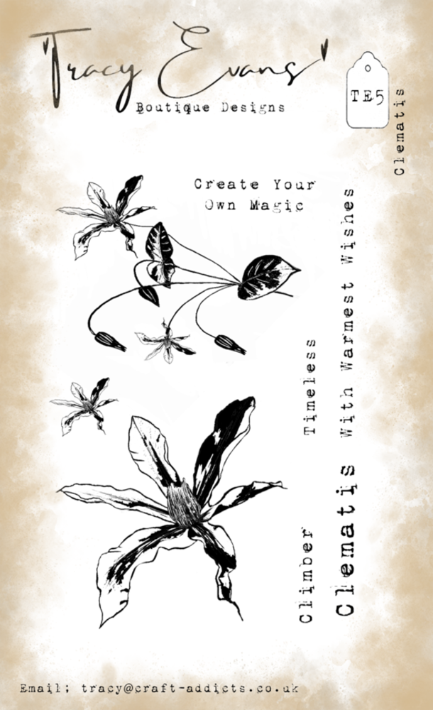 Tracy Evans Clematis A6 Clear Stamp (TE005) Tracy Evans Clematis A6 Clear Stamp (TE005)