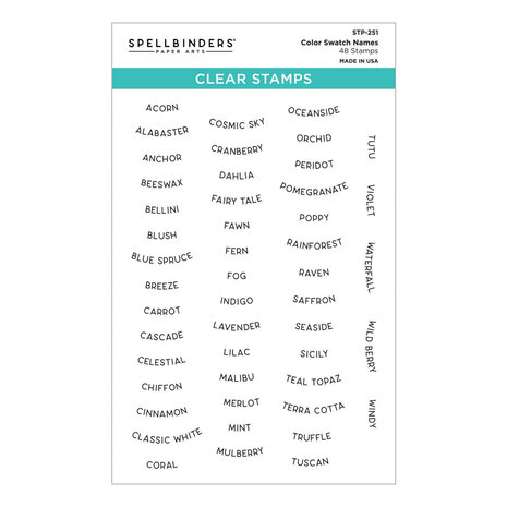Spellbinders ColorWheel Swatch Party Clear Stamp Color Swatch Names (STP-251) Spellbinders ColorWheel Swatch Party Clear Stamp Color Swatch Names (STP-251)