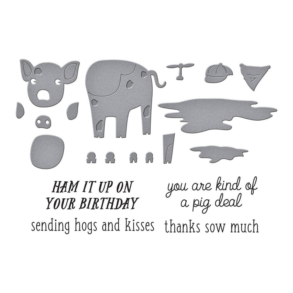 Spellbinders On the Farm Ham It Up Stamp & Die Set (SDS-199) Spellbinders On the Farm Ham It Up Stamp & Die Set (SDS-199)