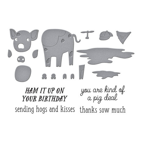 Spellbinders On the Farm Ham It Up Stamp & Die Set (SDS-199) Spellbinders On the Farm Ham It Up Stamp & Die Set (SDS-199)