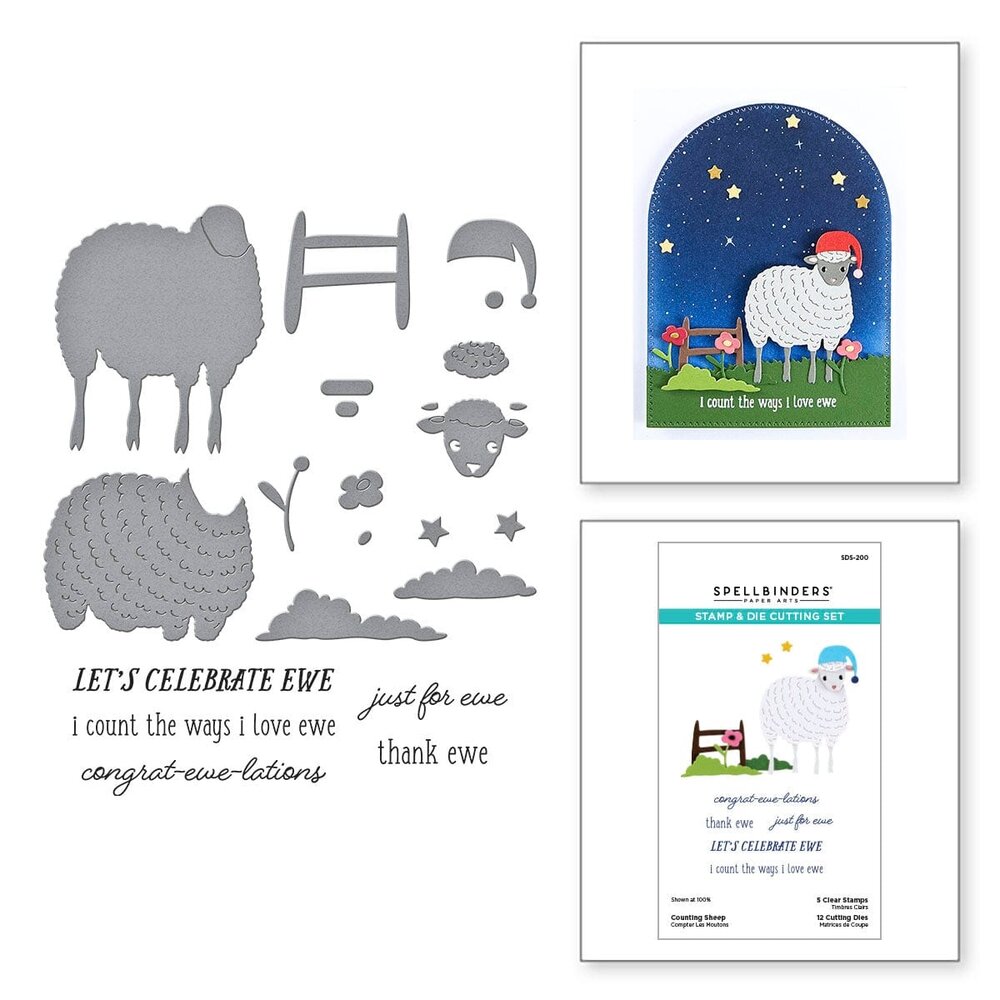 Spellbinders On the Farm Counting Sheep Stamp & Die Set (SDS-200) Spellbinders On the Farm Counting Sheep Stamp & Die Set (SDS-200)