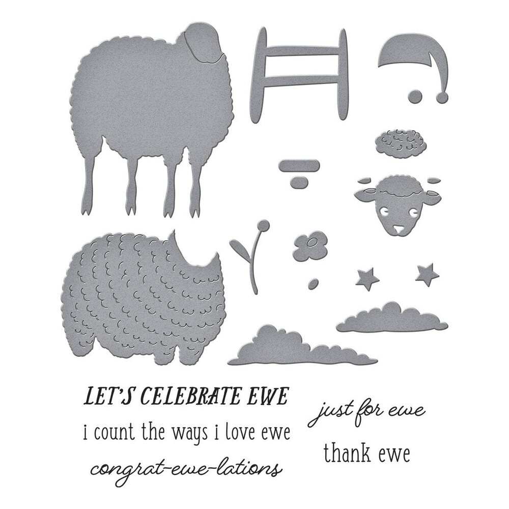Spellbinders On the Farm Counting Sheep Stamp & Die Set (SDS-200) Spellbinders On the Farm Counting Sheep Stamp & Die Set (SDS-200)