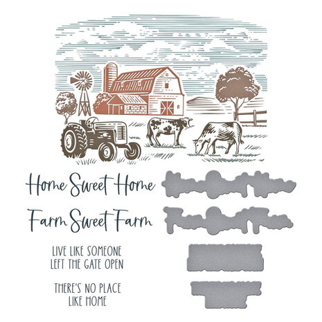 Spellbinders Justine's Farm Farm Sweet Farm Registration BetterPress Plate & Die Set (BPR-019)