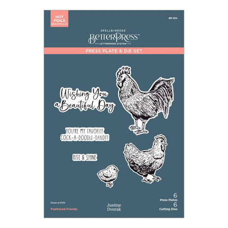 Spellbinders Justine's Farm Feathered Friends BetterPress Plate & Die Set (BP-234)
