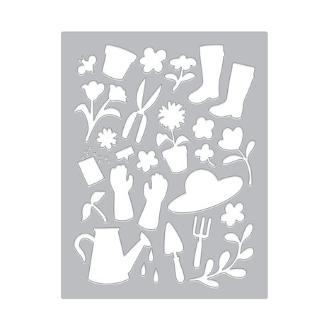 Hero Arts In The Garden Gardening Tools & Flowers Cover Plate Dies (DF232) Hero Arts In The Garden Gardening Tools & Flowers Cover Plate Dies (DF232)