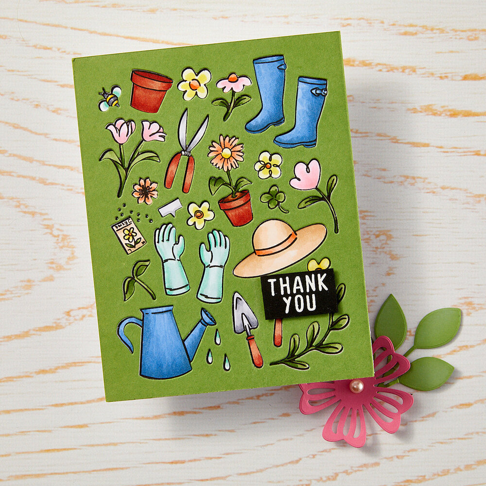 Hero Arts In The Garden Gardening Tools & Flowers Cover Plate Dies (DF232) Hero Arts In The Garden Gardening Tools & Flowers Cover Plate Dies (DF232)