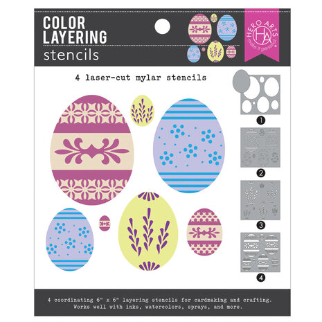 Hero Arts Charming Easter Decorative Eggs Layering Stencil (SA294) Hero Arts Charming Easter Decorative Eggs Layering Stencil (SA294)