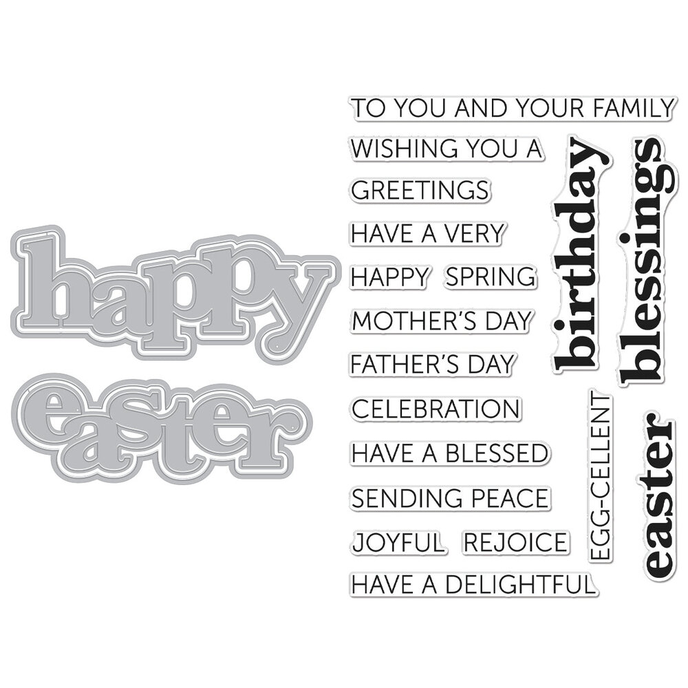 Hero Arts Charming Easter Happy Easter Clear Stamp & Dies (DC312) Hero Arts Charming Easter Happy Easter Clear Stamp & Dies (DC312)