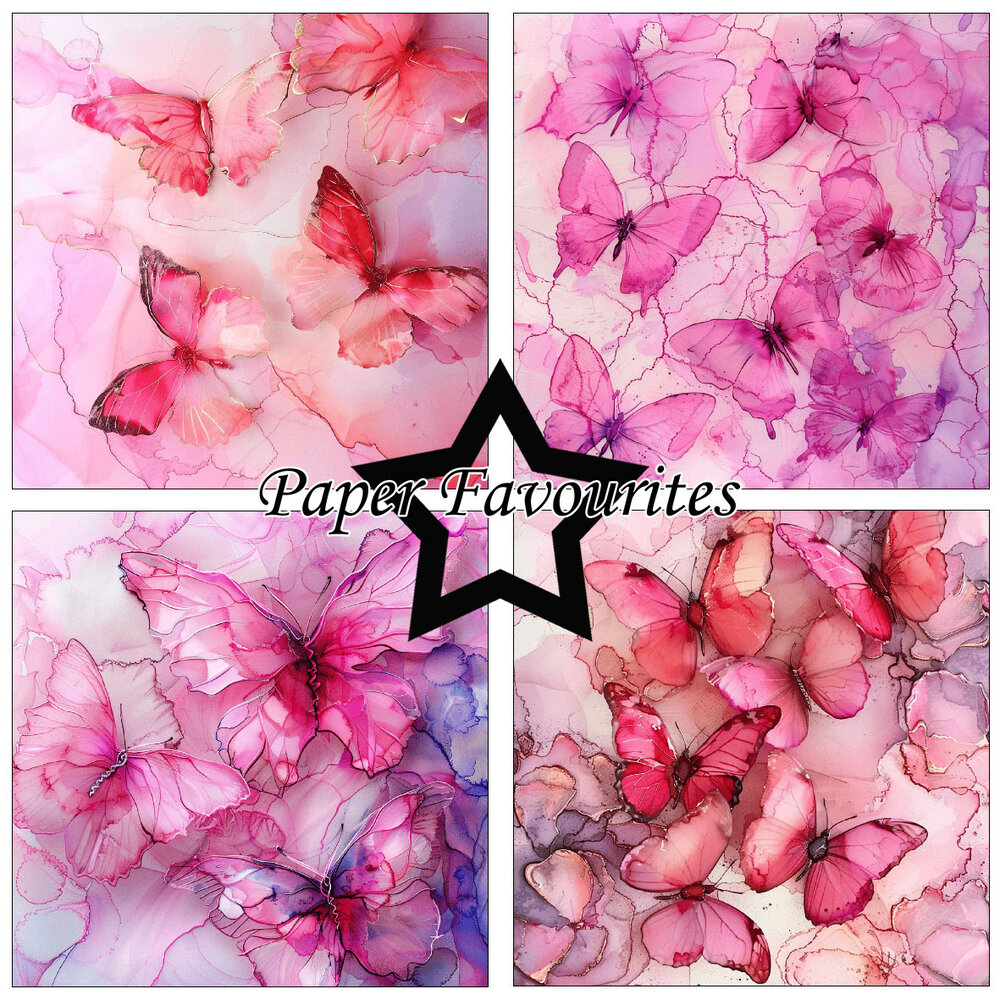 Paper Favourites Alcohol Ink Butterflies 12x12 Inch Paper Pack (PF724)