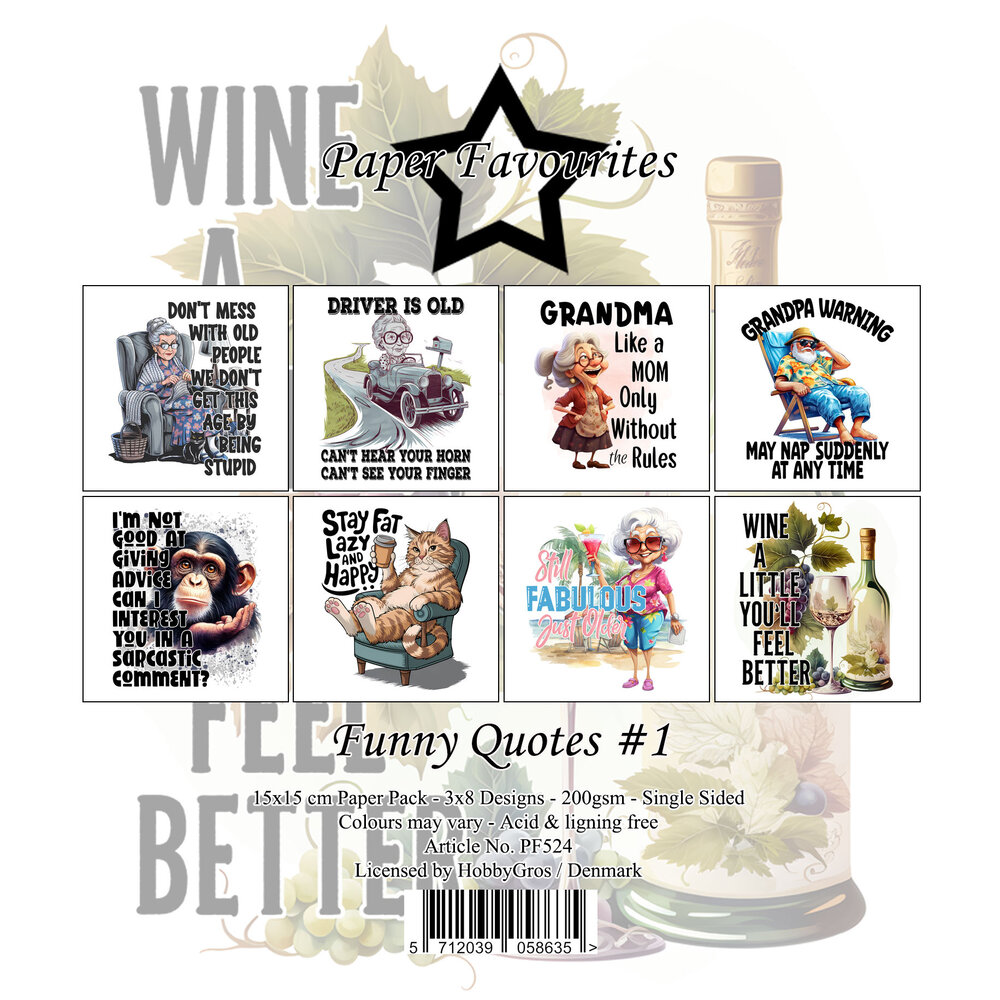 Paper Favourites Funny Quotes #1 6x6 Inch Paper Pack (PF524) Paper Favourites Funny Quotes #1 6x6 Inch Paper Pack (PF524)