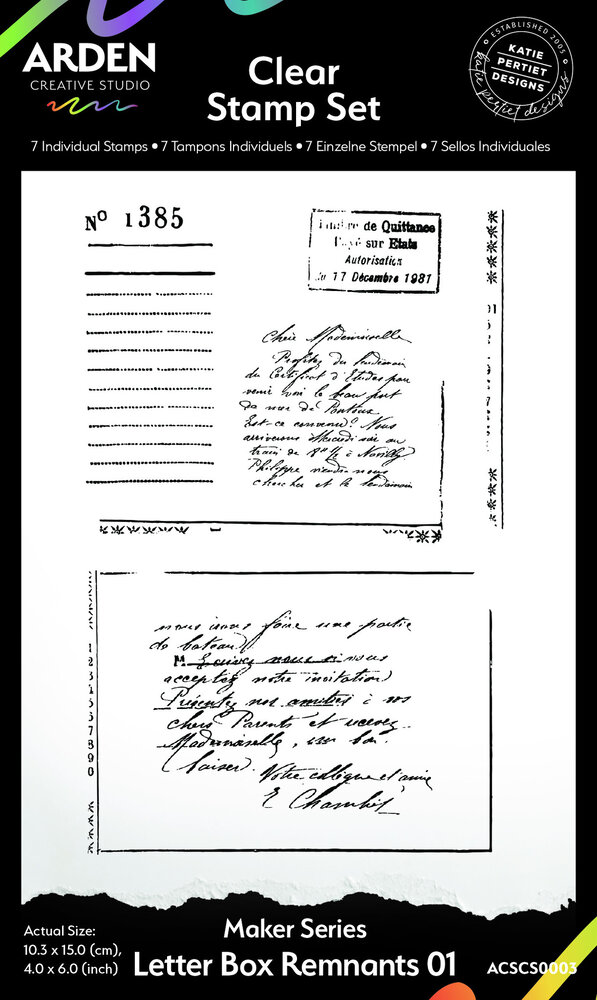 Arden Creative Studio Hidden Creek Letter Box Remnants 4x6 Inch Clear Stamp Set (ACSCS0003) Arden Creative Studio Hidden Creek Letter Box Remnants 4x6 Inch Clear Stamp Set (ACSCS0003)